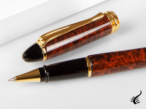 Aurora Ipsilon Lacca Rollerball pen, Lacquer, Gold plated, Brown, B73T