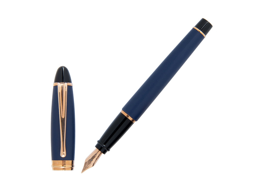 Aurora Ipsilon Matt Fountain Pen, Resin, Blue, Rose gold trim, B10-PB