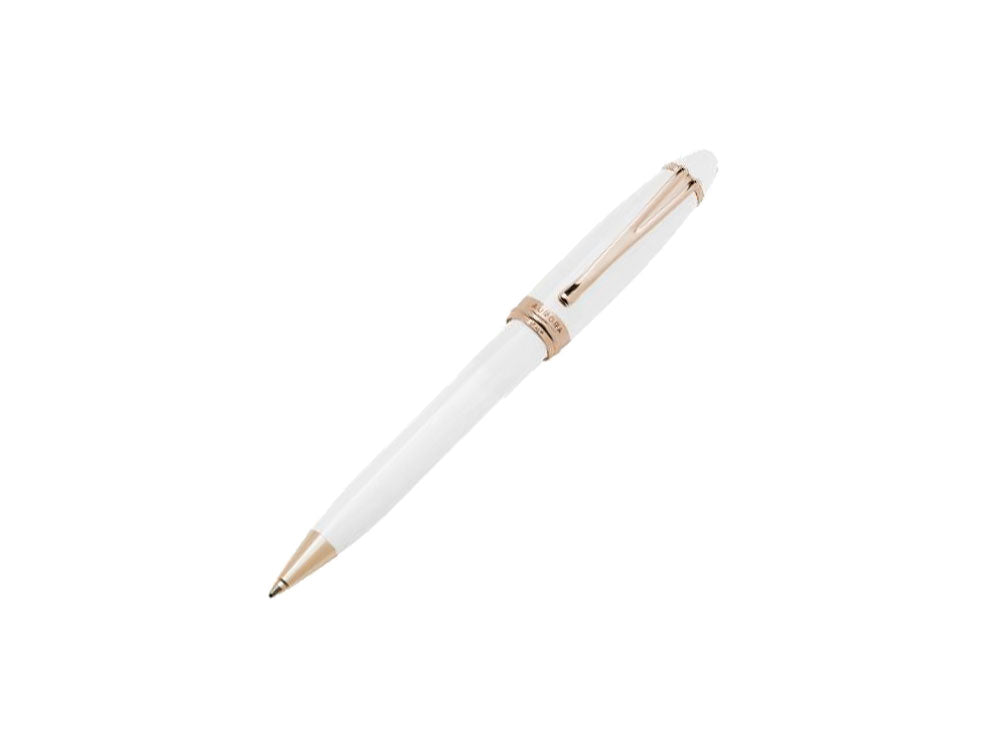 Aurora Ipsilon Winter Ballpoint pen, Resin, Rose Gold PVD, White, B31-PW