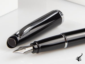 Aurora Style Fountain Pen - Black Resin and Chrome Trims - E12N