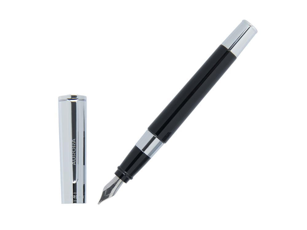 Aurora TU Fountain Pen, Resin, Chrome Trim, Black, T11CN