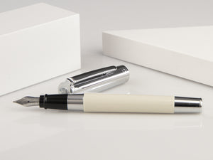 Aurora TU Fountain Pen, Resin, Chrome Trim, White, t11cw
