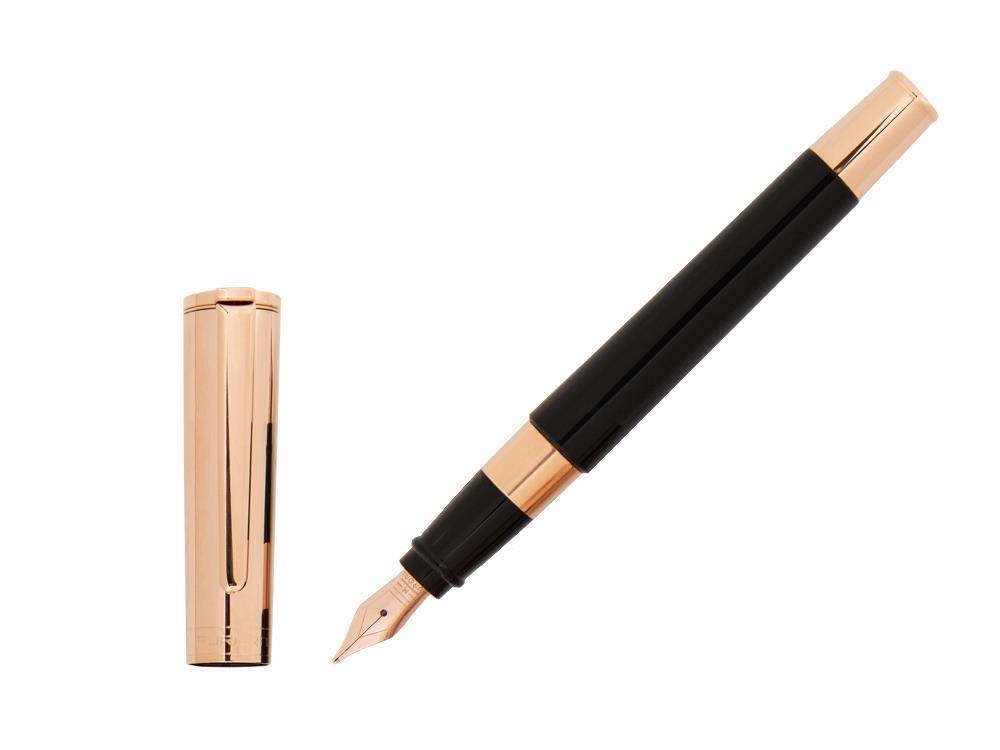 Aurora TU Fountain Pen, Resin, Rose Gold PVD, Black, T11CPN