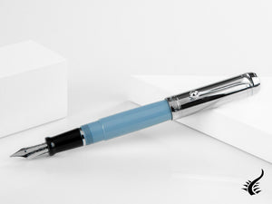 Aurora Talentum Fountain Pen - Light Blue Resin & Chrome Cap