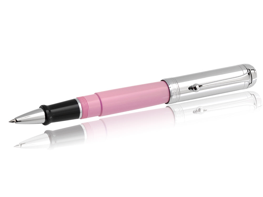 Aurora Talentum Big Roller Pen - Pink Resin and Chrome Cap - D71CP