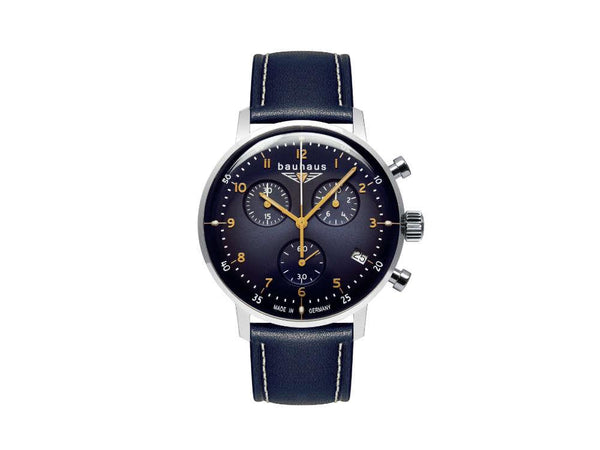 Bauhaus Aviation Dessau Quartz Watch, Blue, 41 mm, Chronograph