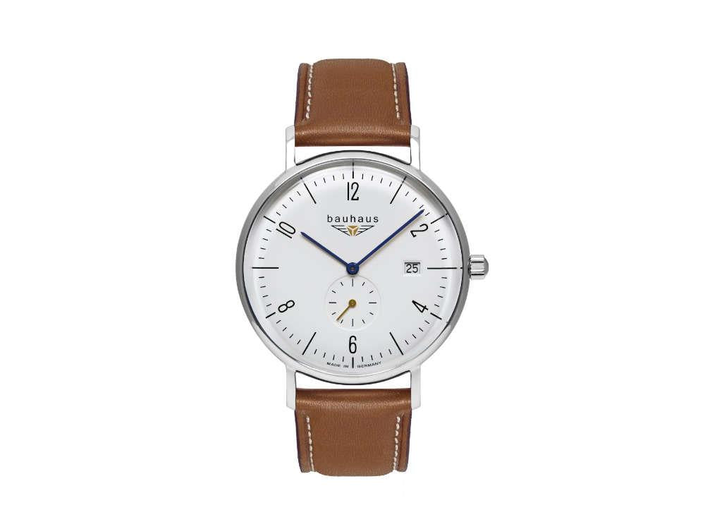 Bauhaus Pure Quartz Watch with Small Second, White, 41 mm, 2134-1
