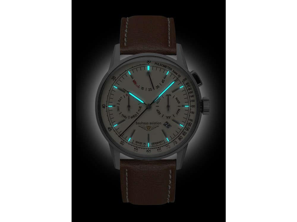 Bauhaus Aviation G38 Dessau Automatic Watch, Beige, 42 mm, Miyota 9100, 2362-5