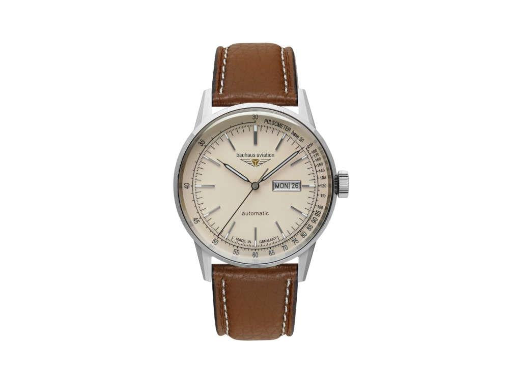 Bauhaus Aviation G38 Dessau Automatic Watch, Beige, 42 mm, Miyota 8205, 2366-5
