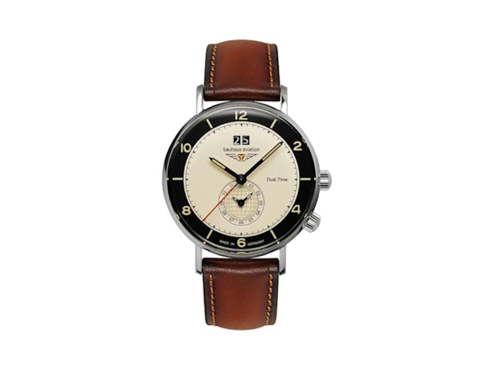 Bauhaus Aviation Quartz Watch, Beige, 41 mm, Day, 2446-2