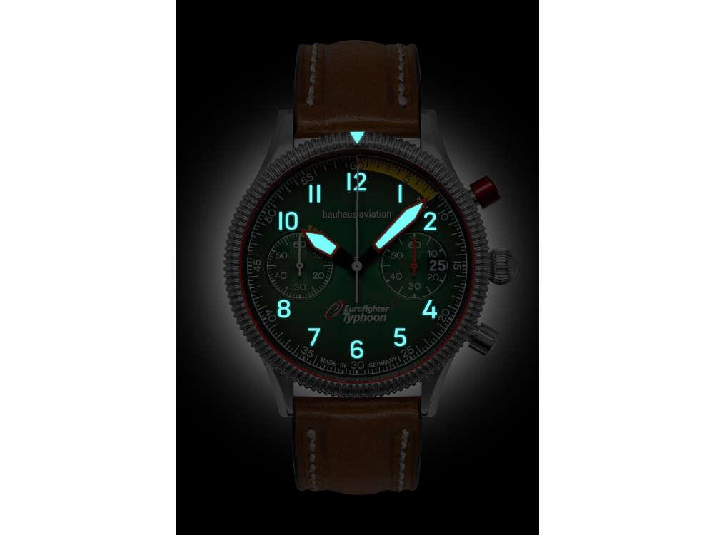 Bauhaus Aviation Quartz Watch, Green, 41 mm, Chronograph, Day, 2576-4