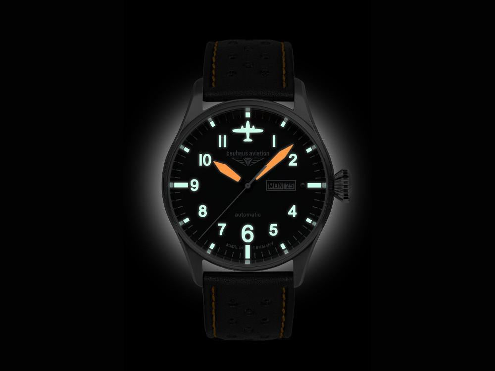 Bauhaus Aviation Automatic Watch, Black, 42 mm, 2766-5