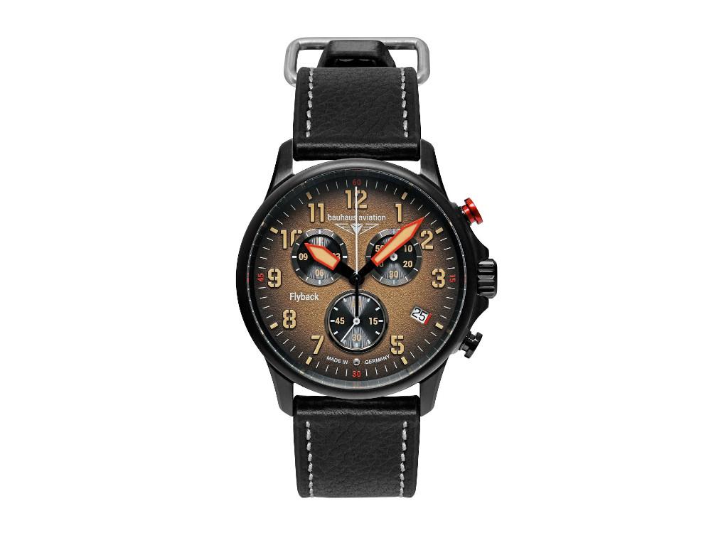 Bauhaus Aviation  Blackwing Quartz Watch, Brown, 42 mm, Chronograph, Day, 2888-5