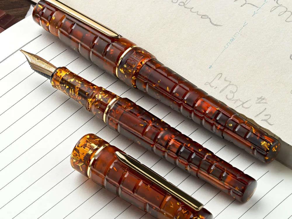 Benu Tessera Sunstone Fountain Pen, Amber, Gold plated, 25.2.31.6.0