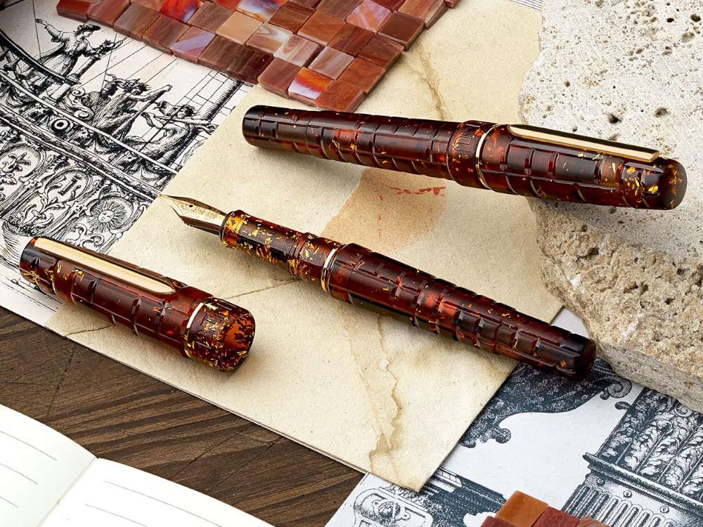 Benu Tessera Sunstone Fountain Pen, Amber, Gold plated, 25.2.31.6.0-S