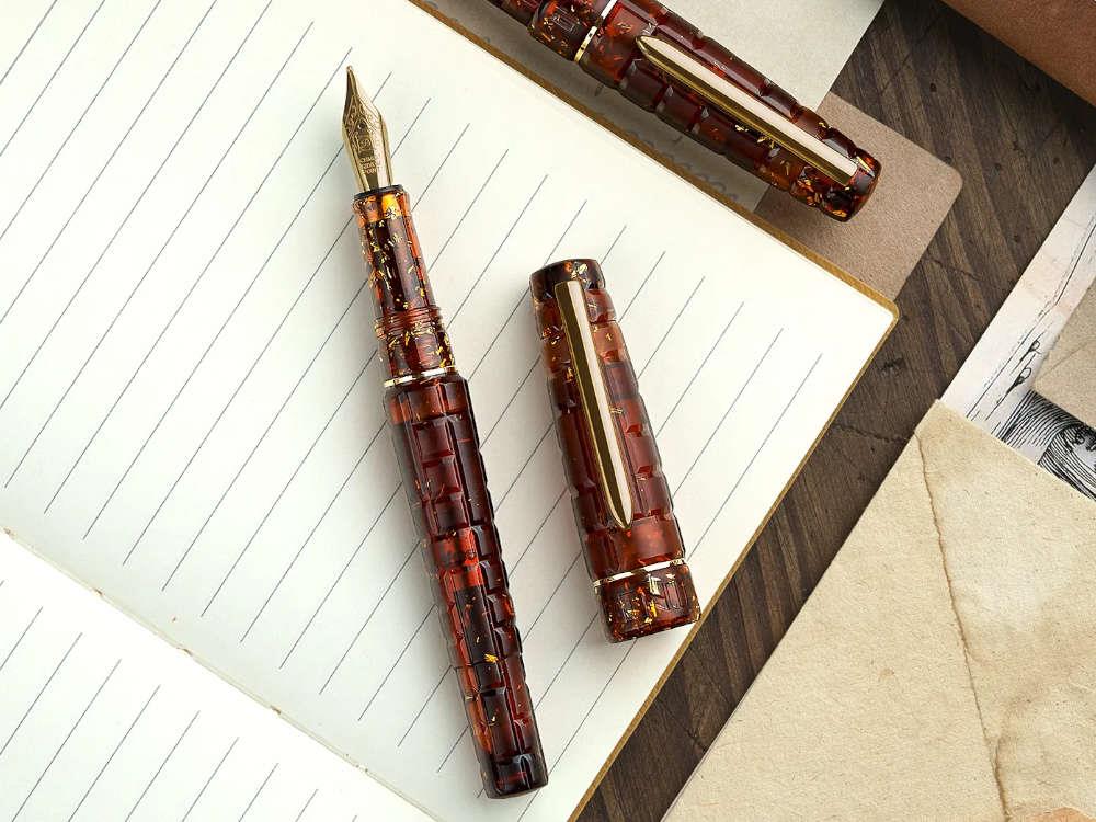 Benu Tessera Sunstone Fountain Pen, Amber, Gold plated, 25.2.31.6.0-S