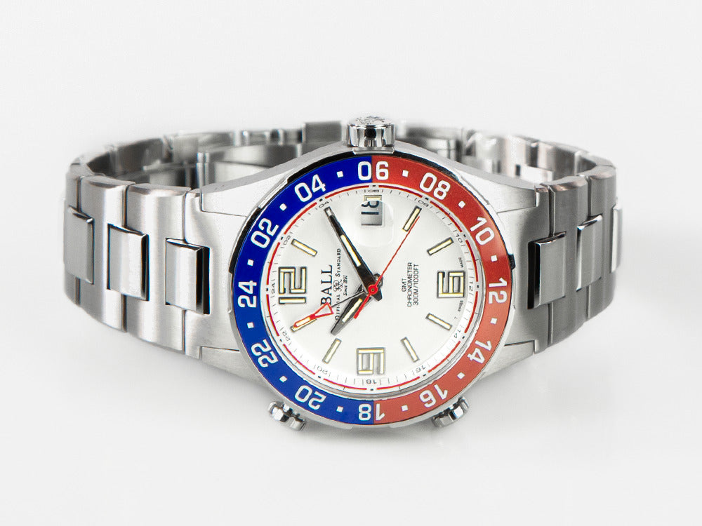 Ball Roadmaster Pilot GMT Automatic Watch, White, 40 mm, Lim Ed., DG3038A-S2C-WH