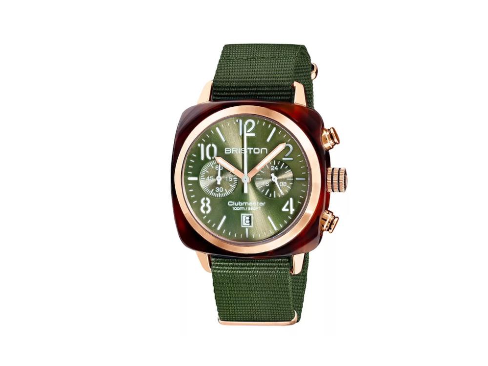 Briston Clubmaster Classic Quartz Watch, Green, 40 mm, 19140.PRA.T.26.NOL