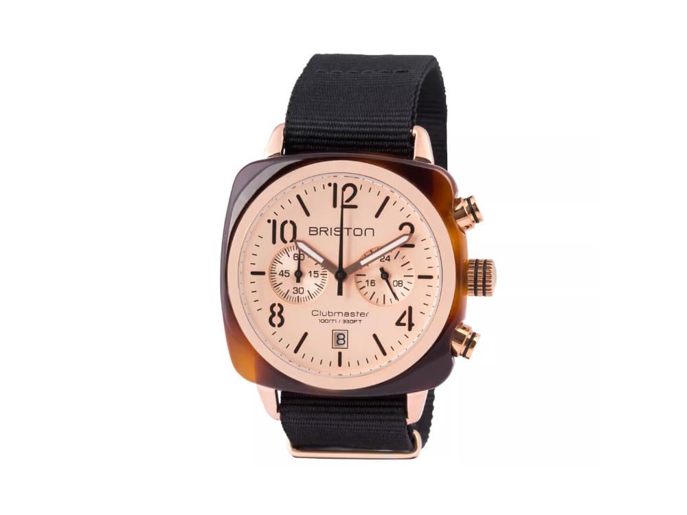 Briston Clubmaster Classic Quartz Watch, PVD, Pink, 40 mm, 14140.PRA.T.6.NB