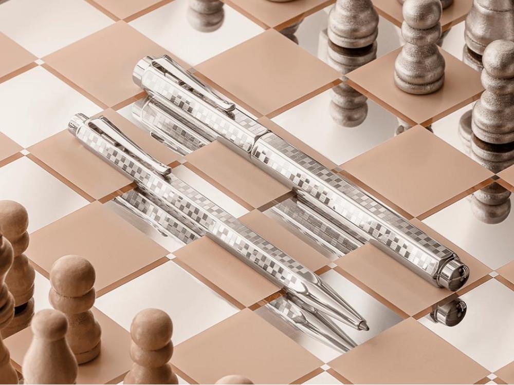 Caran d'Ache Ecridor Damier Rollerball pen, Brass, Silver, 838.566,