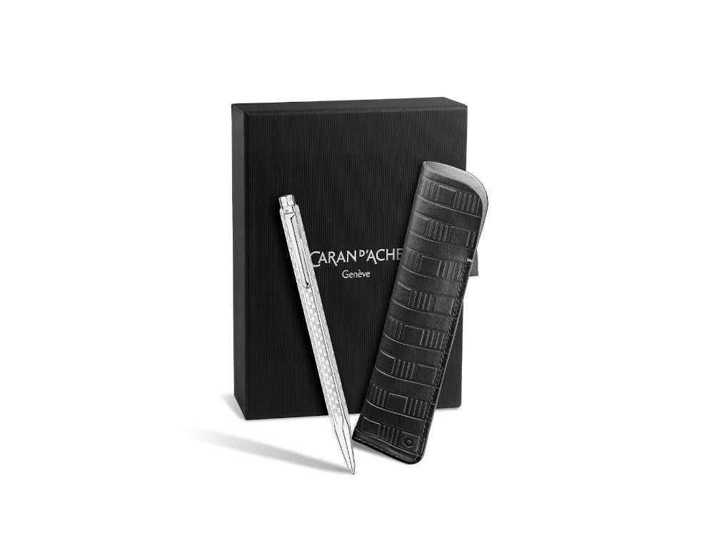 Set Caran d'Ache Ecridor Damier Ballpoint pen & Black Leather Case, 8902.566