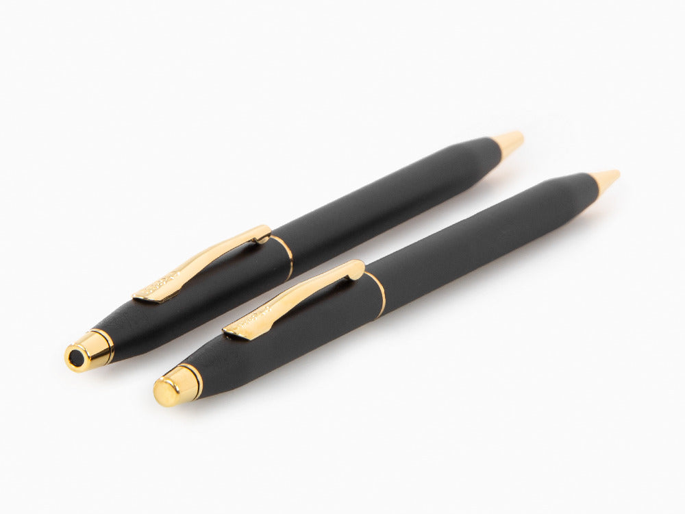 BOSS - Ballpoint pen in matte-black lacquer with logo ring