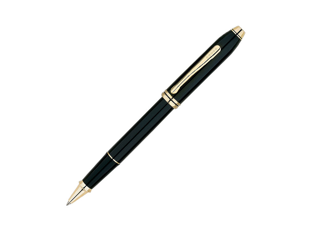Cross Townsend Rollerball Pen, Lacquer, Black, 23K Gold plated
