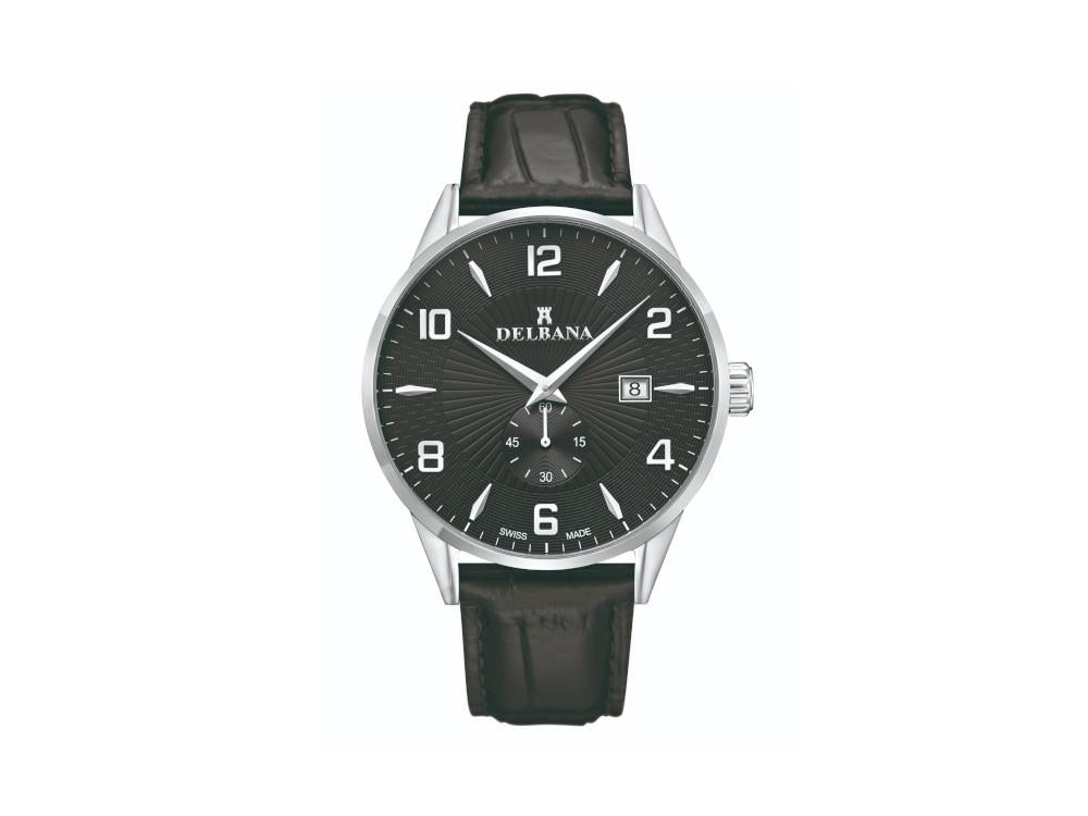 Delbana Classic Retro Quartz Watch, Black, 42 mm, Leather strap, 41601.622.6.034