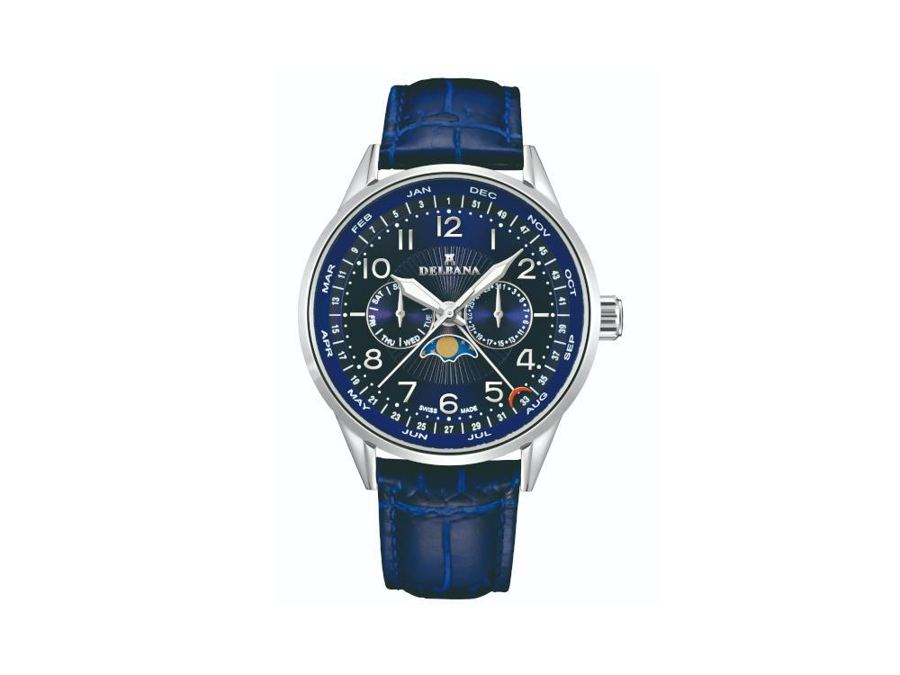 Delbana Classic Retro Moonphase Quartz Watch, Blue, 42 mm, 41601.646.6.044