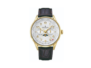 Delbana Classic Retro Moonphase Quartz Watch, PVD Gold, 42 mm, 42601.646.6.064