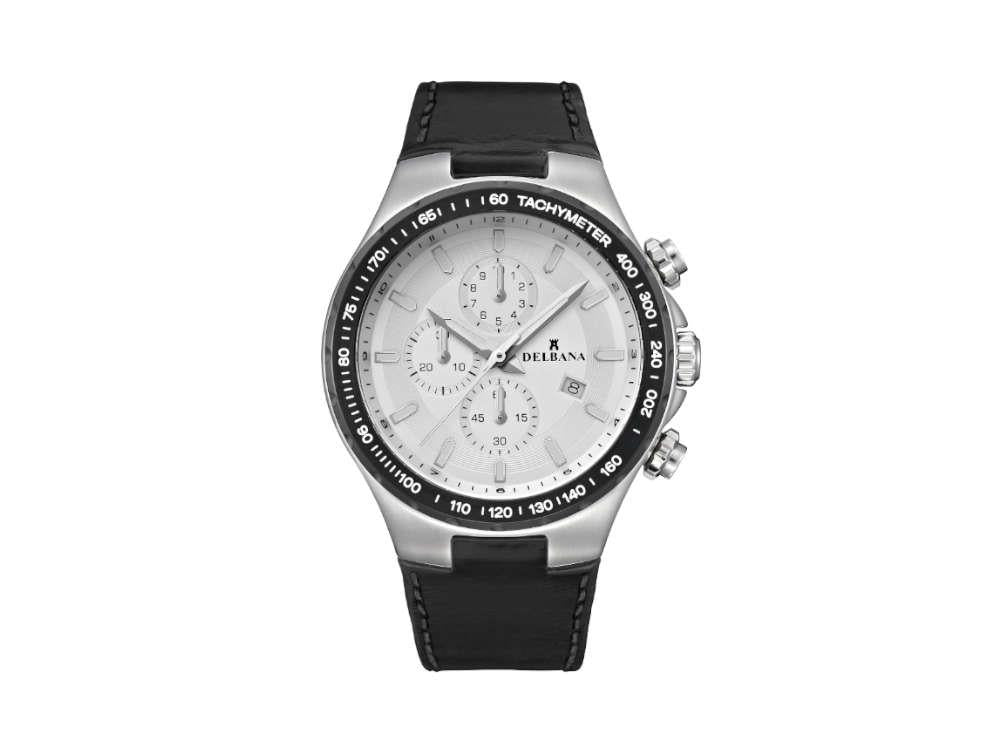 Delbana Sports Barcelona Quartz Watch, Silver, PVD, Leather, 54602.674.6.061