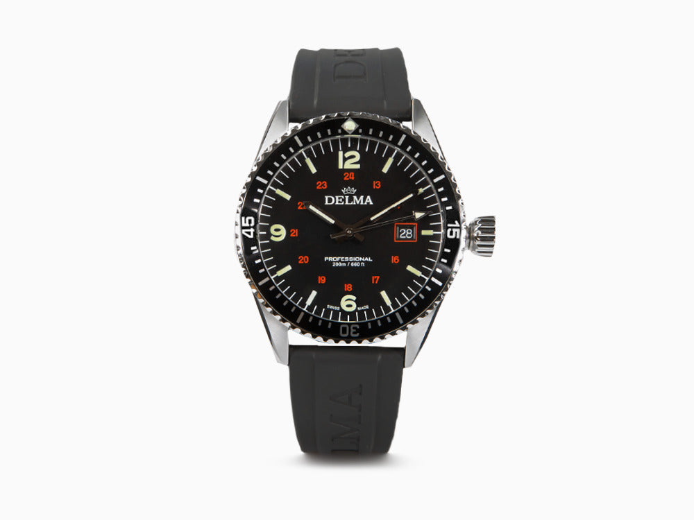 Delma Diver Cayman Field Automatic Watch, Black, 42 mm, 41501.706.6.034