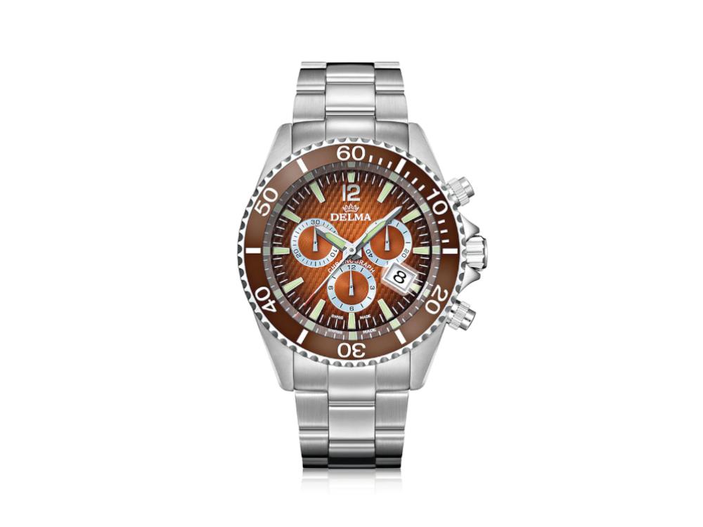 Delma Diver Santiago Chronograph Quartz Watch, Orange, 43 mm, 41701.564.6.158