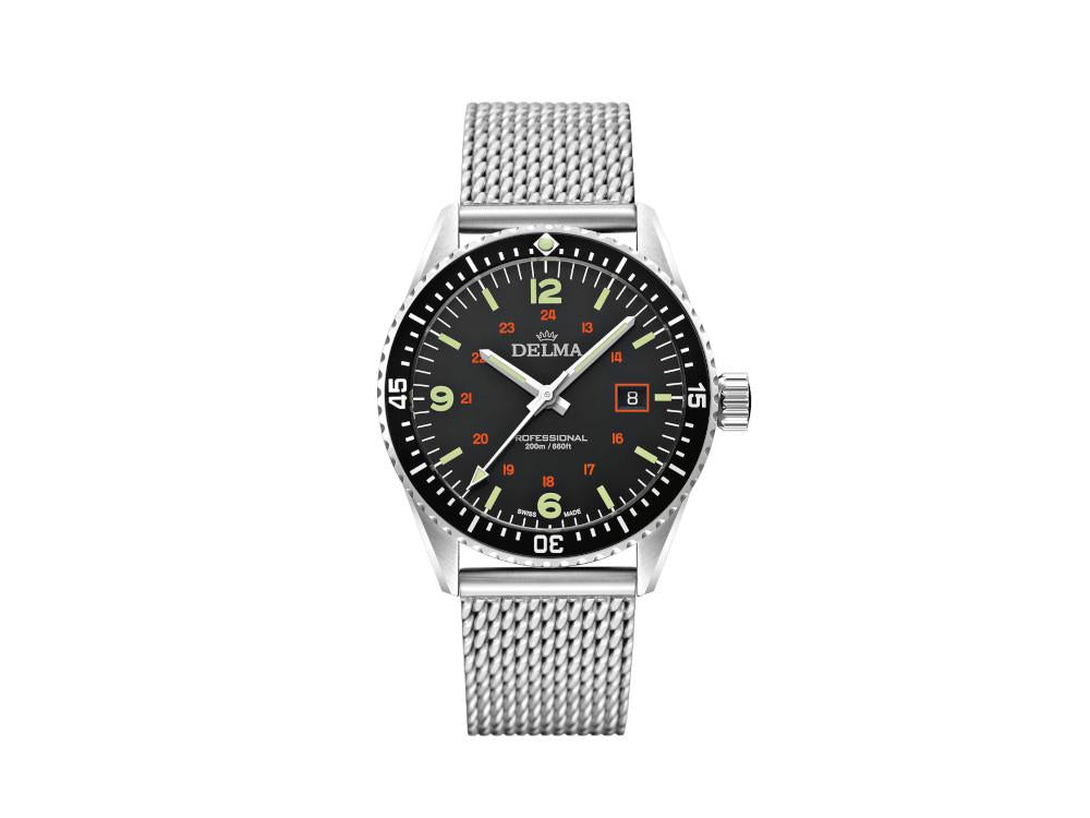 Delma Diver Cayman Field Quartz Watch, Black, 42 mm, 41801.708.6.034