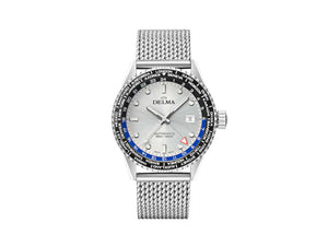 Delma Diver Cayman Worldtimer Automatic Watch, Silver, 42 mm, 41801.710.6.061
