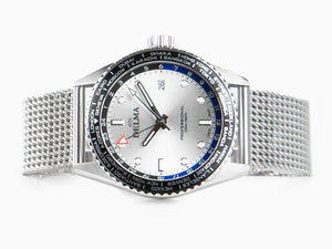 Delma Diver Cayman Worldtimer Quartz Watch, Silver, 42 mm, 41801.712.6.061