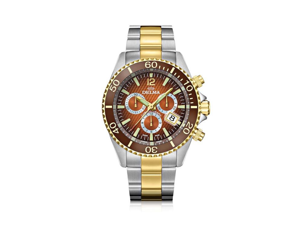 Delma Diver Santiago Chronograph Quartz Watch, PVD, Orange, 52701.564.6.158