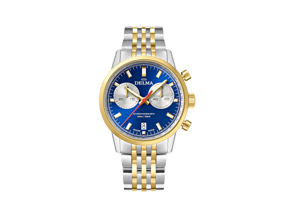 Delma Racing Continental Quartz Watch, Ronda Z50, Blue, 42 mm, 52701.704.6.041