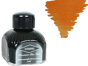 Diamine Ink Bottle, 80ml., Autumn Oak, Orange, Italyan crystal bottle