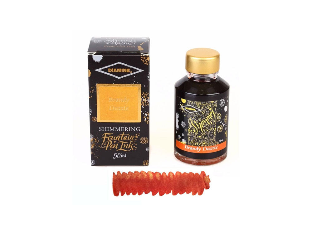 Diamine Shimmering Brandy Dazzle Ink Bottle, 50ml, Crystal