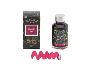 Diamine Shimmering Ink Bottle, 50ml., Electric Pink, Crystal