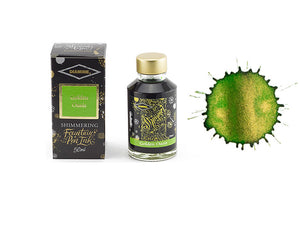 Diamine Shimmering Golden Oasis Ink Bottle, 50ml, Green, Crystal