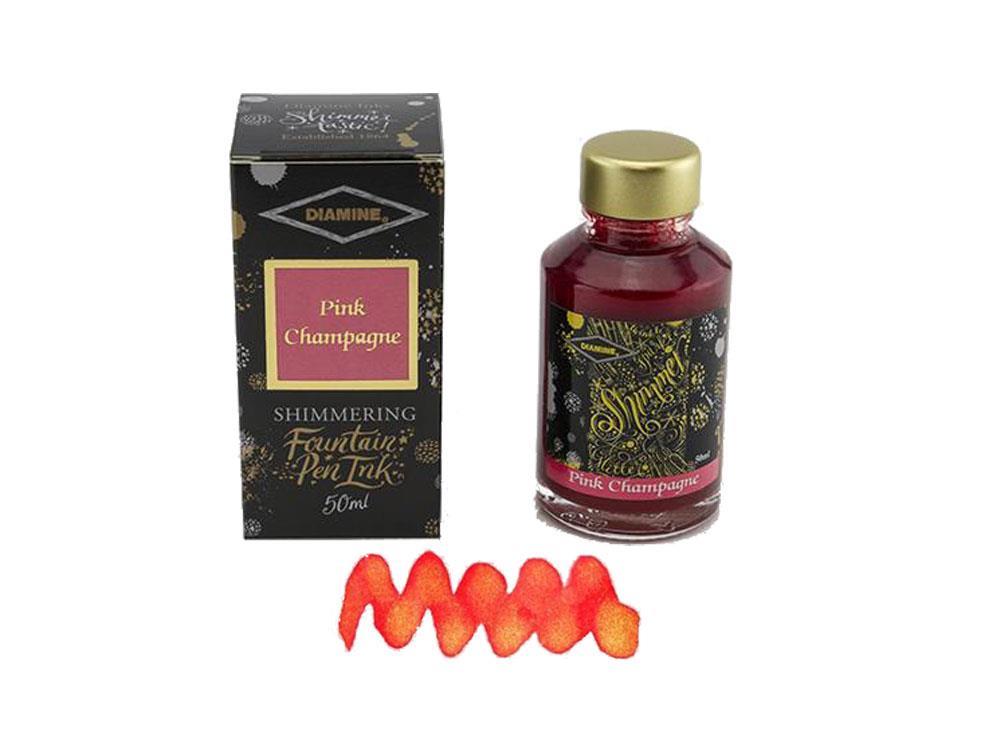 Diamine Shimmering Pink Champagne Ink Bottle, 50ml., Crystal