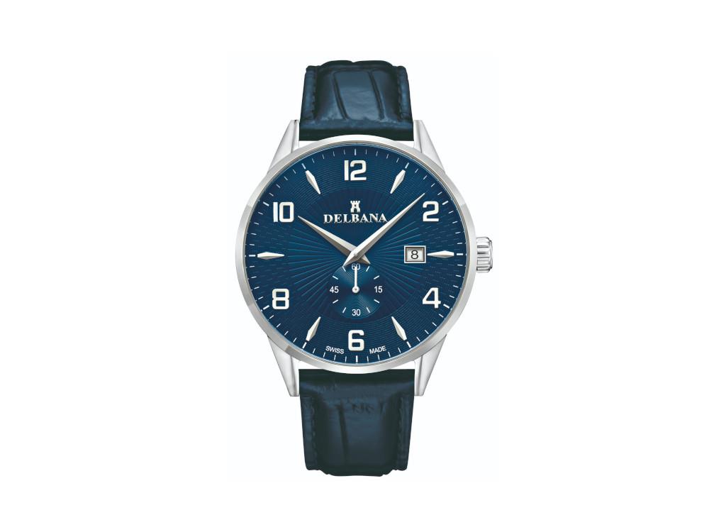 Delbana Classic Retro Quartz Watch, Blue, 42 mm, Leather strap, 41601.622.6.044