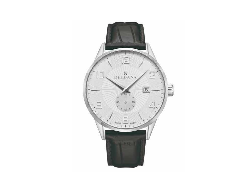Delbana Classic Retro Quartz Watch, Silver, 42 mm, Leather, 41601.622.6.064