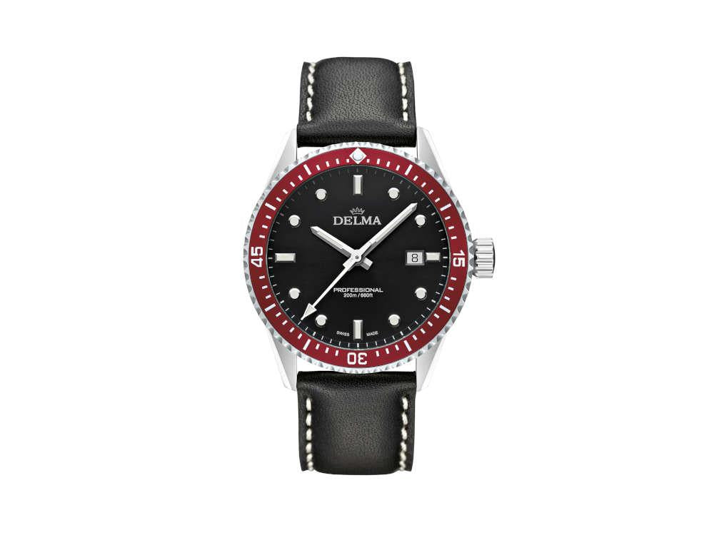 Delma Diver Cayman Quartz Watch, Black, 42 mm, 20 atm, 41601.708.6.036