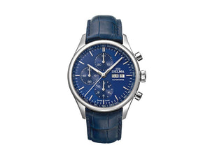 Delma Heritage Chronograph Automatic Watch, Blue, 43 mm, 41601.728.6.041
