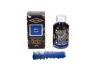 Diamine Shimmering Blue Pearl Ink Bottle, 50ml, Crystal