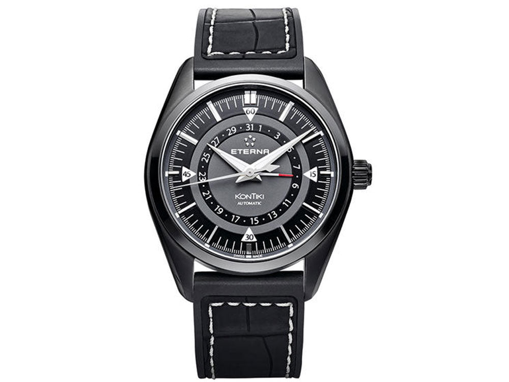 Eterna KonTiki Automatic Watch, PVD, Black, Cayman Band, 1598.43.41.1306