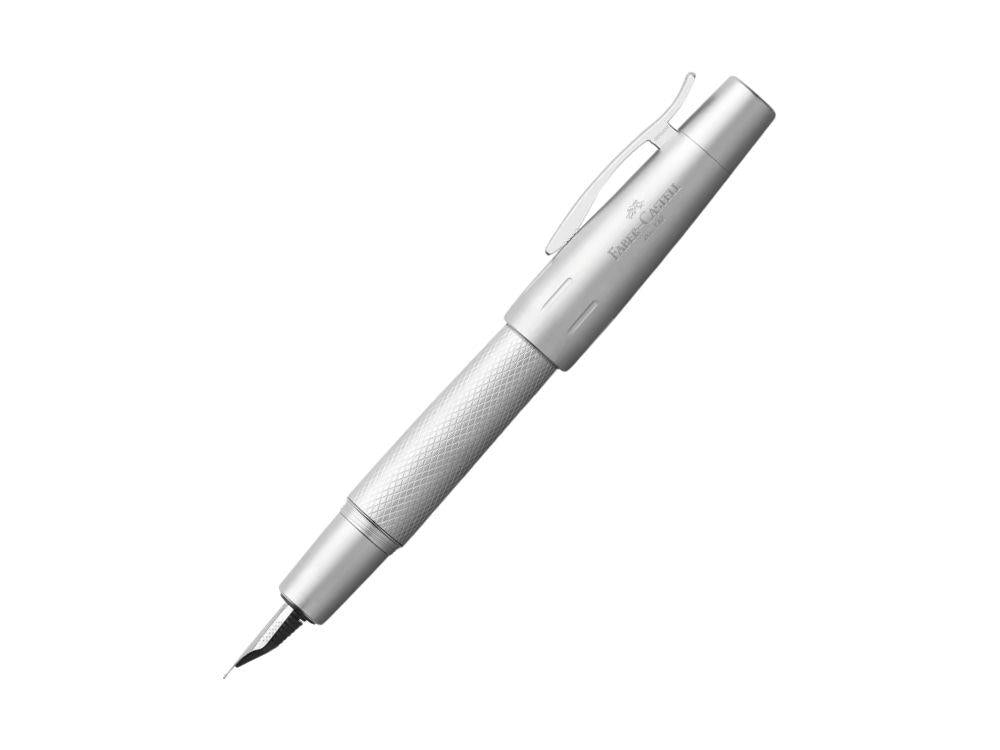 Faber-Castell E-Motion Pure Silver Fountain Pen, Metal, Silver, 148670